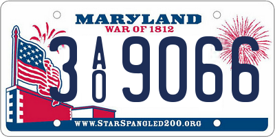 MD license plate 3AO9066