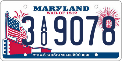 MD license plate 3AO9078