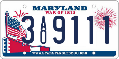MD license plate 3AO9111