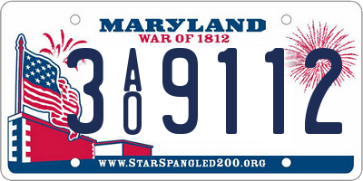 MD license plate 3AO9112