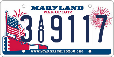 MD license plate 3AO9117