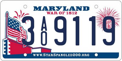 MD license plate 3AO9119