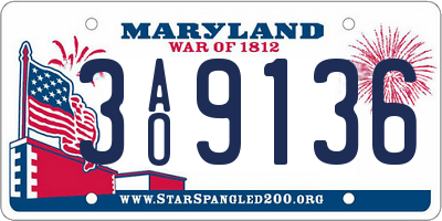 MD license plate 3AO9136