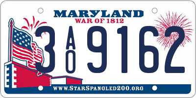 MD license plate 3AO9162