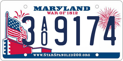MD license plate 3AO9174