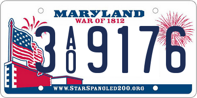 MD license plate 3AO9176