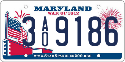 MD license plate 3AO9186