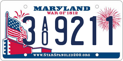 MD license plate 3AO9211
