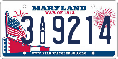 MD license plate 3AO9214