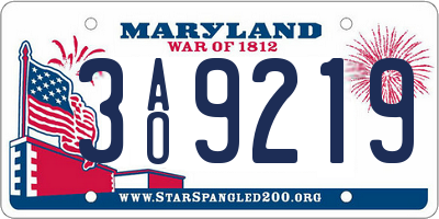 MD license plate 3AO9219
