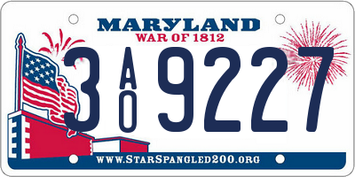 MD license plate 3AO9227
