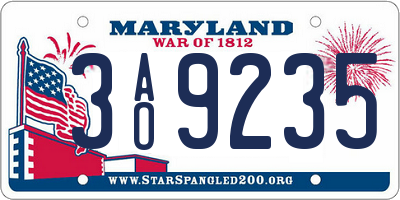 MD license plate 3AO9235