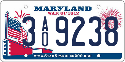 MD license plate 3AO9238