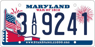 MD license plate 3AO9241