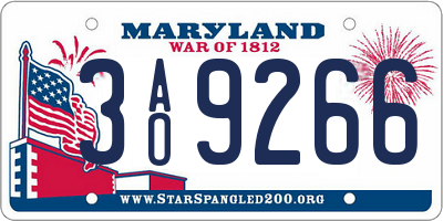 MD license plate 3AO9266