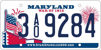 MD license plate 3AO9284