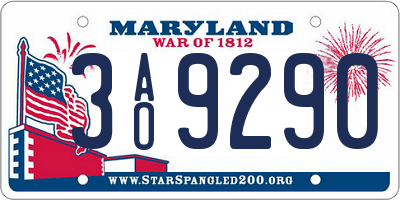 MD license plate 3AO9290