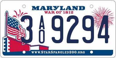 MD license plate 3AO9294