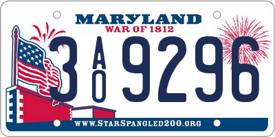 MD license plate 3AO9296