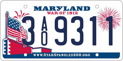 MD license plate 3AO9311