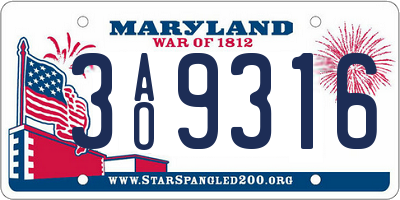 MD license plate 3AO9316