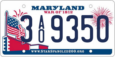 MD license plate 3AO9350