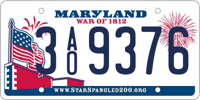MD license plate 3AO9376