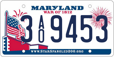MD license plate 3AO9453