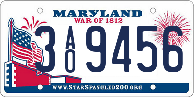 MD license plate 3AO9456