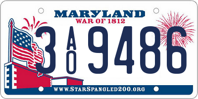 MD license plate 3AO9486