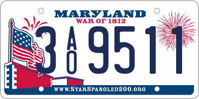 MD license plate 3AO9511