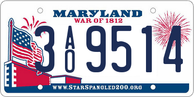 MD license plate 3AO9514