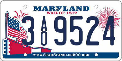 MD license plate 3AO9524