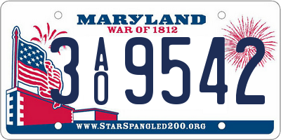 MD license plate 3AO9542