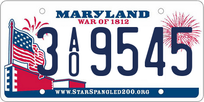 MD license plate 3AO9545