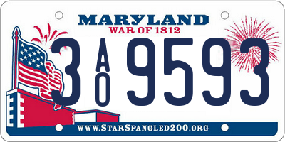 MD license plate 3AO9593