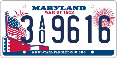 MD license plate 3AO9616