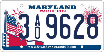 MD license plate 3AO9628