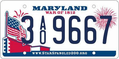 MD license plate 3AO9667