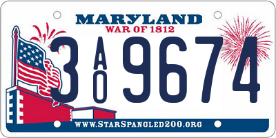 MD license plate 3AO9674