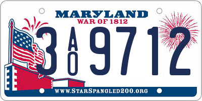MD license plate 3AO9712