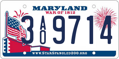 MD license plate 3AO9714