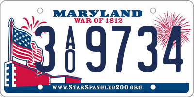 MD license plate 3AO9734