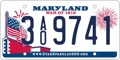 MD license plate 3AO9741