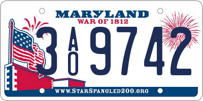 MD license plate 3AO9742
