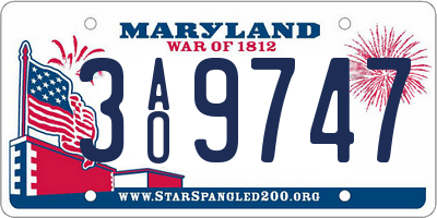MD license plate 3AO9747