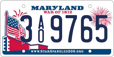 MD license plate 3AO9765