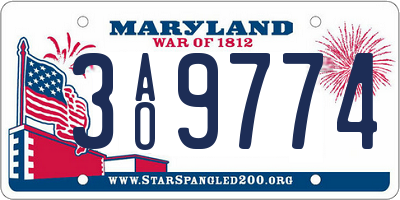 MD license plate 3AO9774