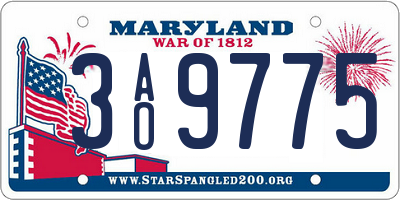 MD license plate 3AO9775
