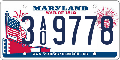 MD license plate 3AO9778